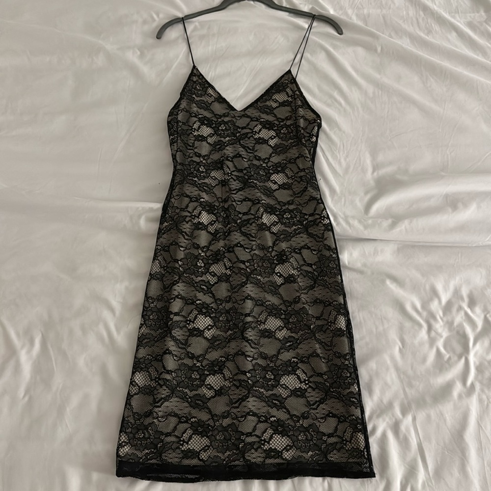 Alice and Olivia AIR black lace mini dress